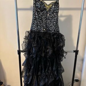 Alyce Black Party Dress corset top with ruffle bottom